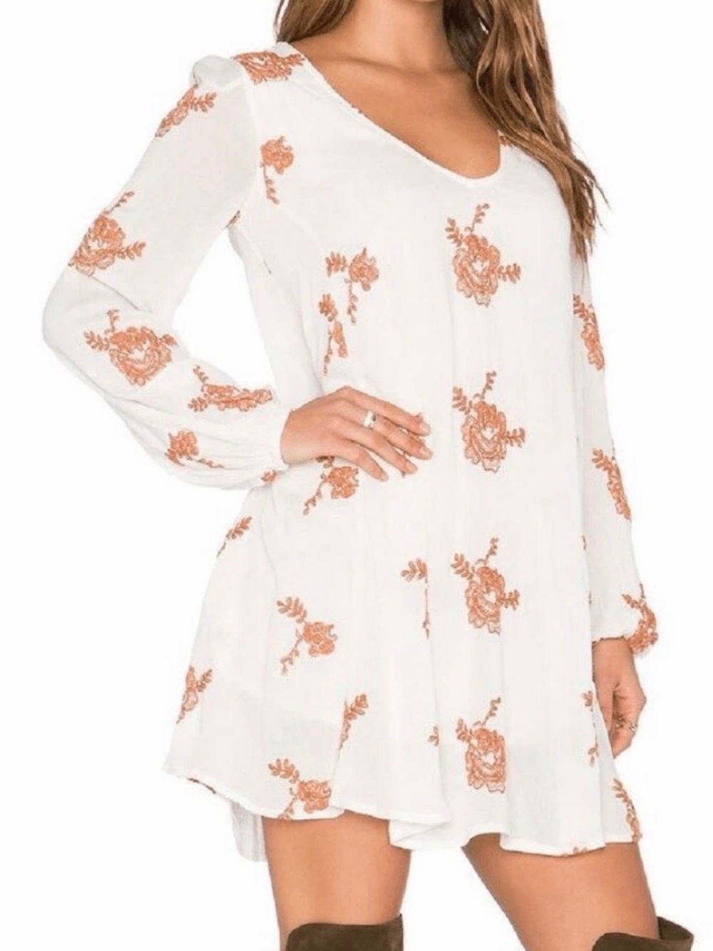 Free People Emmas Embroidered SWING Tunic Dress size XS
